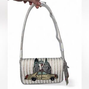 VIRAL NYC New York City Stripped Beaded Shoulder Bag Made in India